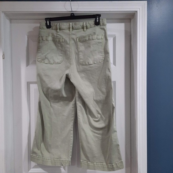 OAT New York‎ Jeans Womens 10/30 Green High Rise Wide Leg Crop Casual - Picture 2 of 11
